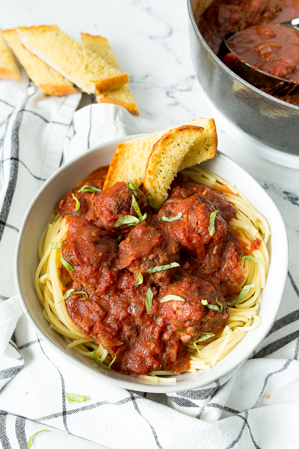 Easy Angel Hair and Meatballs with Tomato Basil Sauce