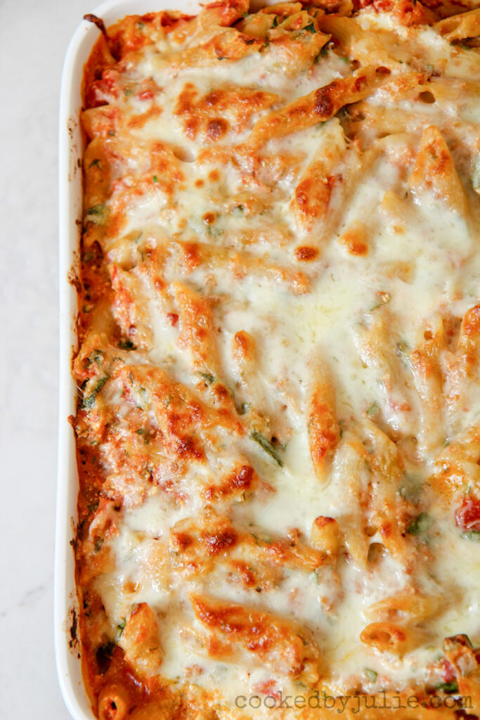 Easy Baked Ziti with Spinach Recipe - Cooked by Julie