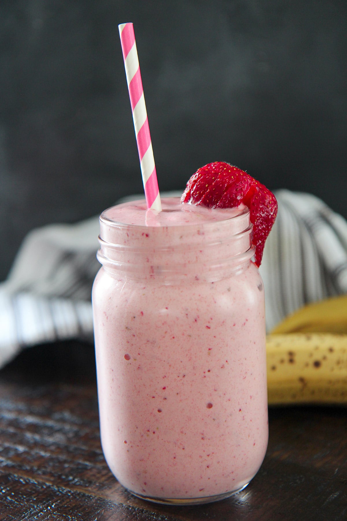 Creamy Strawberry Banana Milkshake - Cooked by Julie