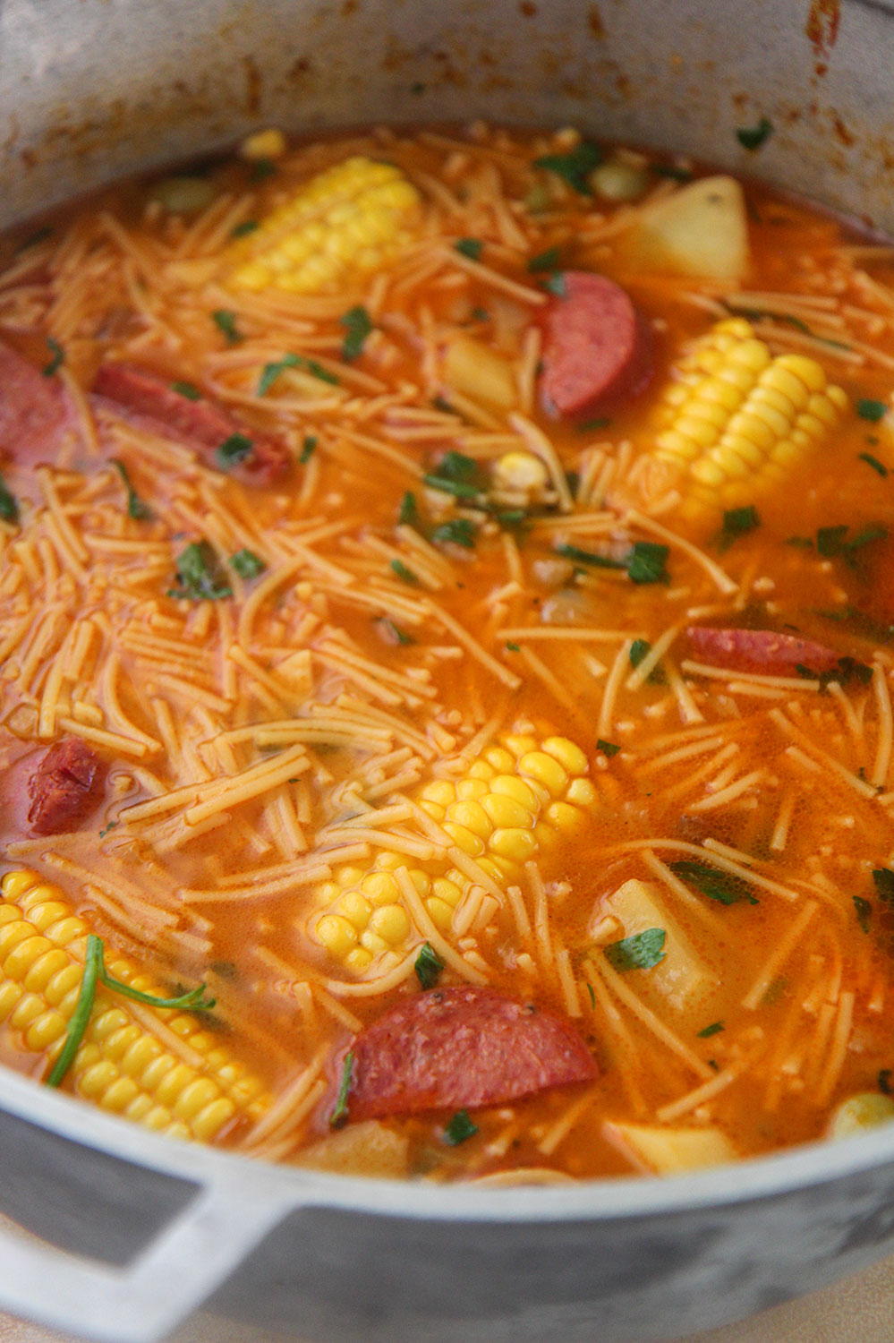 Sopa de Salchichon(Puerto Rican Salami Soup) - Cooked by Julie