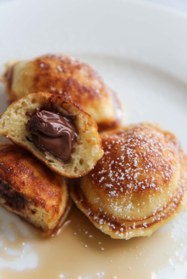 Nutella stuffed pancakes up close