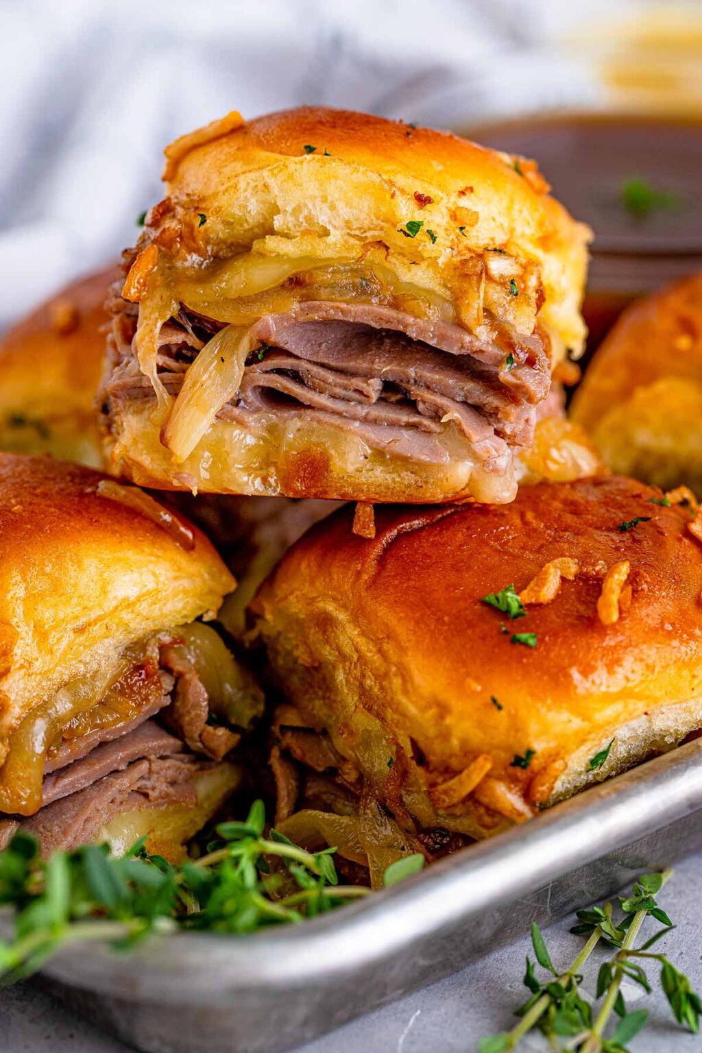 French Dip Sliders (with Caramelized Onions) - Cooked by Julie