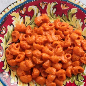 carbone spicy rigatoni on a plate