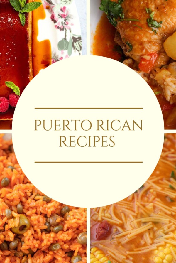 Best Puerto Rican recipes collage with four photos.
