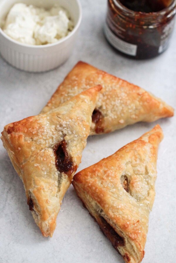 three fig and goat cheese turnovers.