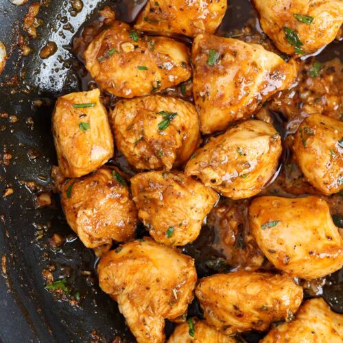 Cast Iron Skillet Chicken Breast with Garlic Herb Butter - Bites