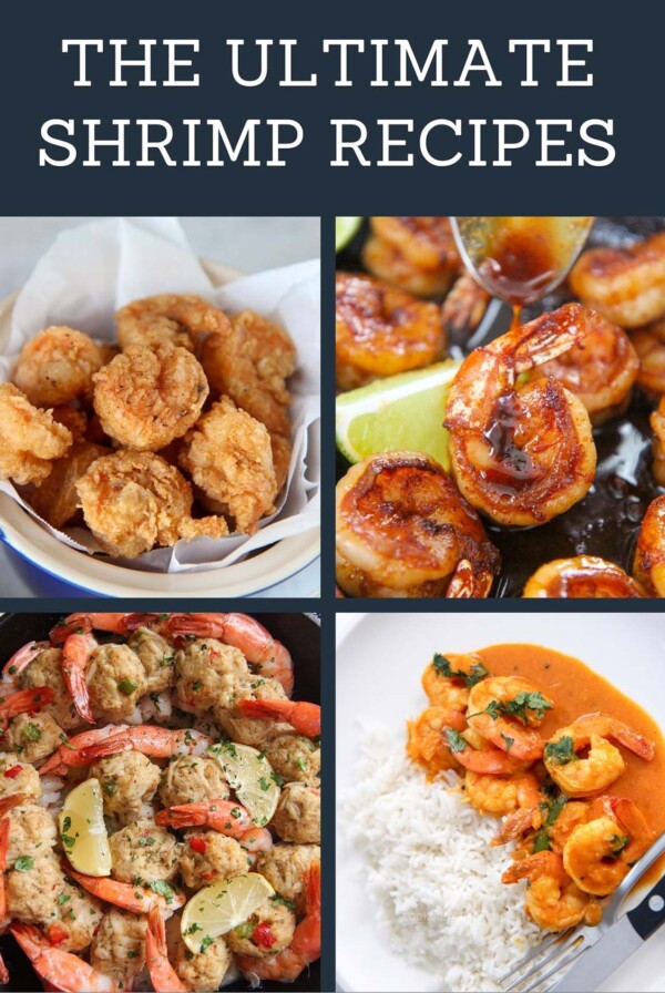 a group of shrimp recipes like fried and stuffed shrimp.