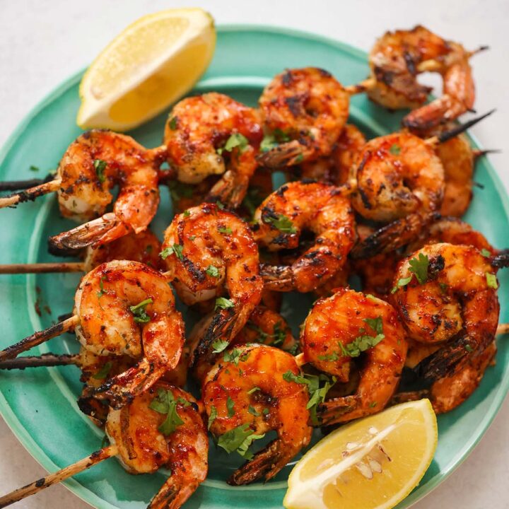 BBQ Grilled Shrimp Skewers (Jumbo Shrimp) - Cooked by Julie