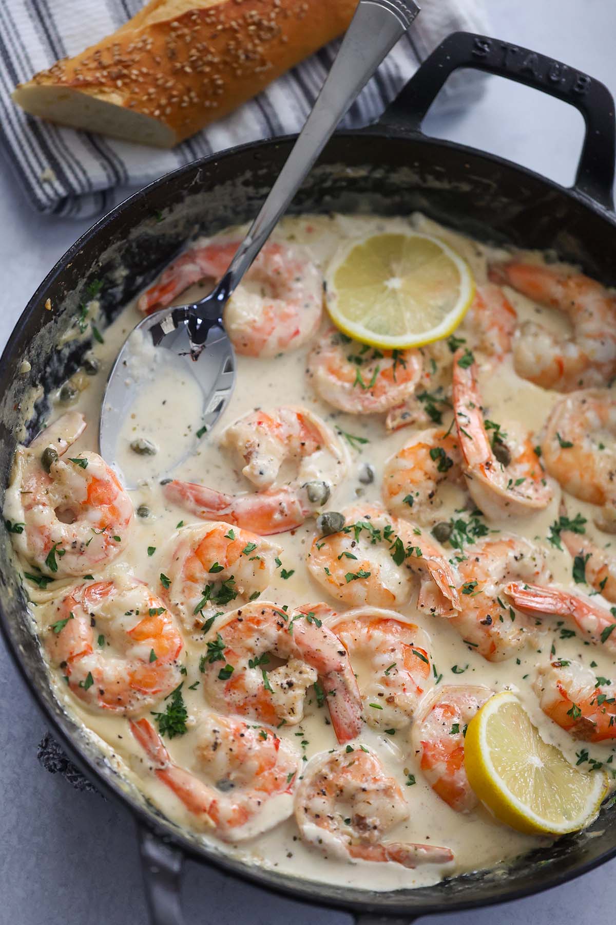 Creamy Shrimp Piccata (Garlicky) - Cooked by Julie