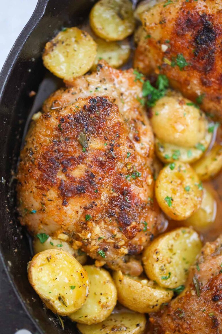 Roasted Chicken Thighs and Potatoes - Cooked by Julie