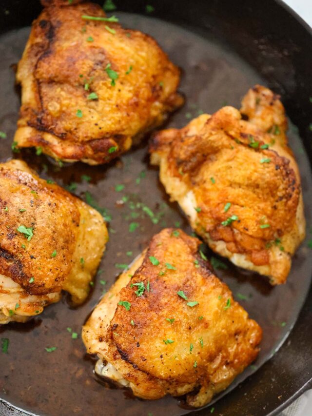 Pan Seared Chicken Thighs - Cooked by Julie