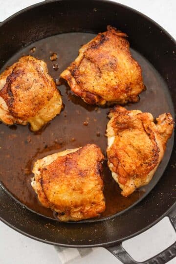 Perfect Pan Seared Chicken Thighs (Bone-In) - Cooked by Julie