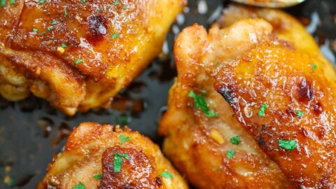 Honey Garlic Chicken Thighs(Baked & Broiled) - Cooked by Julie